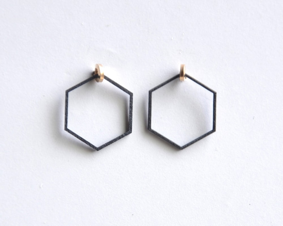 Paper piarced earring 14ｋｇｆ 0002 BLACK PV14G-0002B 第1張的照片