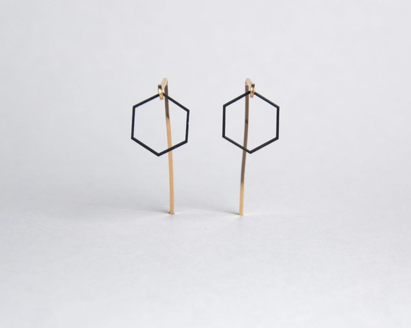 Paper piarced earring 14ｋｇｆ 0002 BLACK PV14G-0002B 第2張的照片