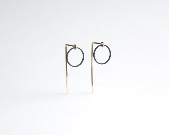 Paper piarced earring 14ｋｇｆ 0001 BLACK PV14G-0001B 第3張的照片