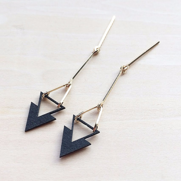 Paper piarced earring 14ｋｇｆ 0007 BLACK PV14G-0007B 第3張的照片