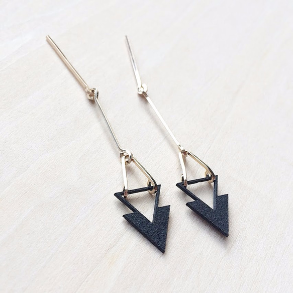 Paper piarced earring 14ｋｇｆ 0007 BLACK PV14G-0007B 第4張的照片