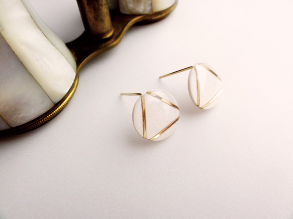 Paper piarced earring 14ｋｇｆ 0021 WHITE PV14G-0021W 第3張的照片