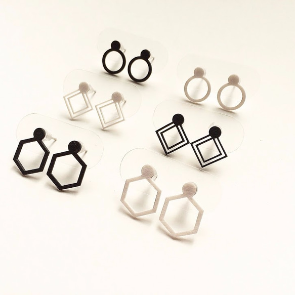 Paper pierced earring 0001 BLACK PV-0001B 第3張的照片