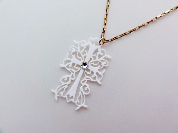 蒼山日菜★PAPERMAKE Paper Necklace Cross hina-0009W1 3枚目の画像