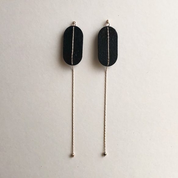 Paper pierced earring 14kgf  0046 BLACK PV14G-0046B 3枚目の画像