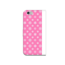 雪の結晶　ピンク　手帳型　携帯（スマホ）ケース（iphone7、SE、6s、6、5、5s） 3枚目の画像