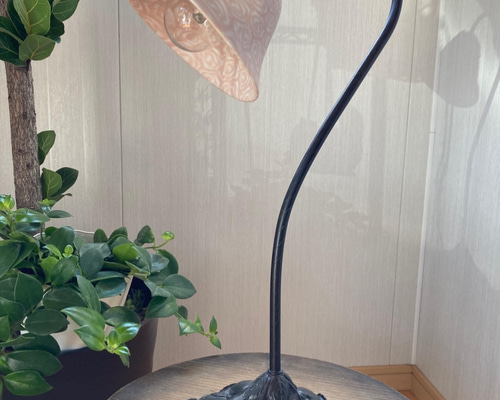 古伊万里写　花鳥図　アンティーク　スタンドランプ　照明　傘付　高さ62.5cm 磁器練り込みの電笠のスタンド バラ アンティーク 白熱灯 スタンド