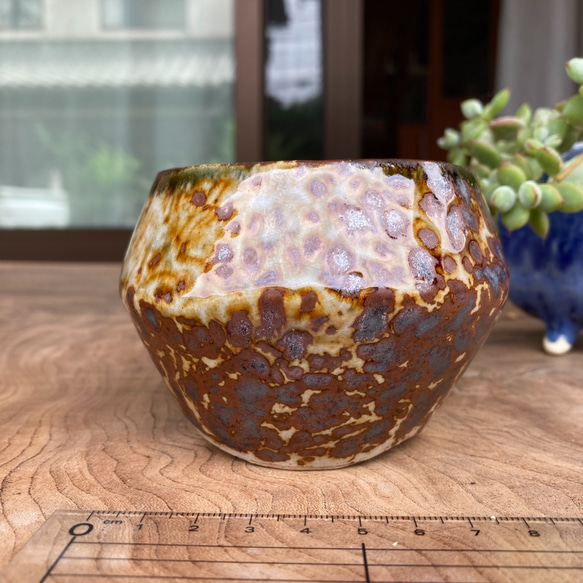 飴釉の植木鉢　ぼつぼつ模様 3枚目の画像