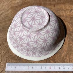 磁器練り込みの碗　麻の葉模様 紫 4枚目の画像