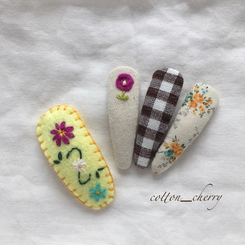 パッチンピン ♡ お花の刺繍 ヘアピン cotton_cherry 通販 12595122