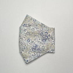 小花柄（ブルー）　舟形マスク☆大臣マスク☆フィルターポケット付き 2枚目の画像
