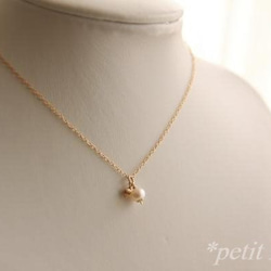 14kgf-gold beads&pearl プチネックレス 5枚目の画像