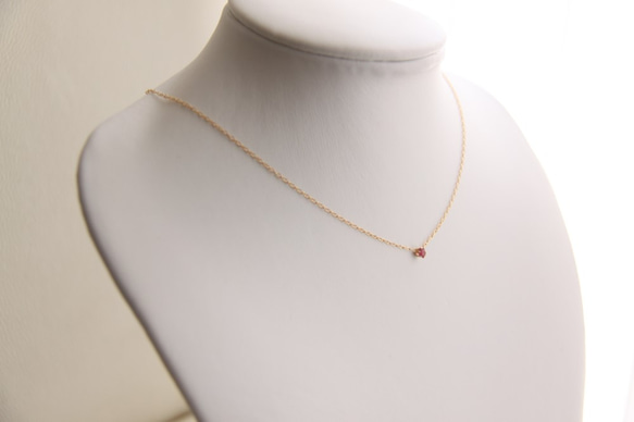 14kgf-petit jewelry ネックレス（3mmルビー6本爪） 5枚目の画像
