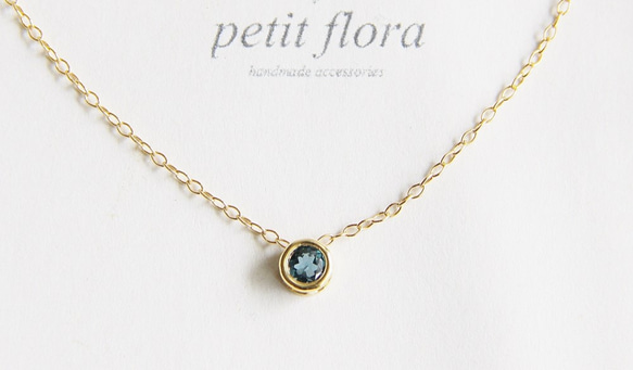 14kgf- petit jewelry ネックレス（ロンドンブルートパーズ　ベゼル枠） 4枚目の画像