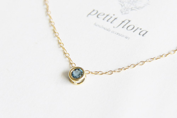 14kgf- petit jewelry ネックレス（ロンドンブルートパーズ　ベゼル枠） 5枚目の画像