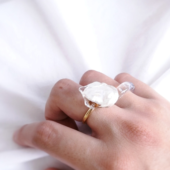drip pearl ring ( size free ) 6枚目の画像
