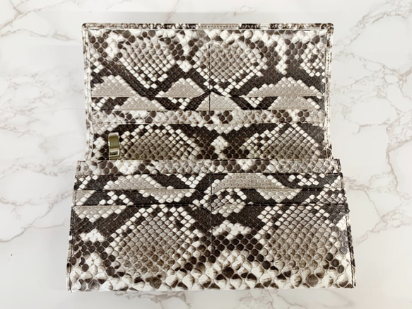 日本製　上質　パイソン　ロングウォレット　蛇革　長財布　ダイヤモンドパイソン　エキゾチックレザー 3枚目の画像