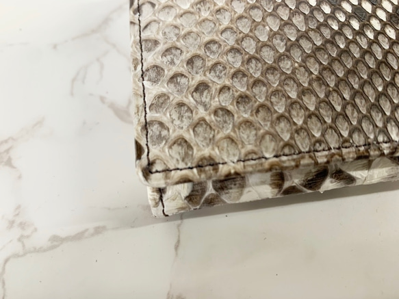日本製　上質　パイソン　ロングウォレット　蛇革　長財布　ダイヤモンドパイソン　エキゾチックレザー 7枚目の画像