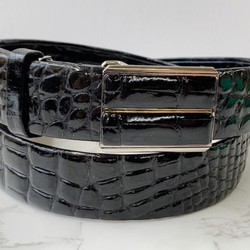 日本製 クロコダイル Lサイズ ベルト 本無双 袋編み エキゾチック