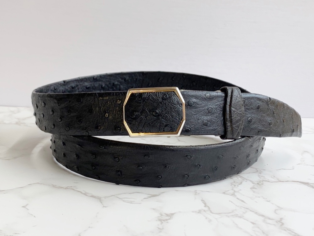 日本製　クライン・カルー　オーストリッチ　本無双　VIP上質　３５㎜巾　超ロングサイズ　ベルト　エキゾチックレザー