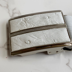 日本製　クライン・カルー　オーストリッチ　３５㎜巾　上質　ベルト　真鍮磨き上げ金具　エキゾチックレザー 2枚目の画像