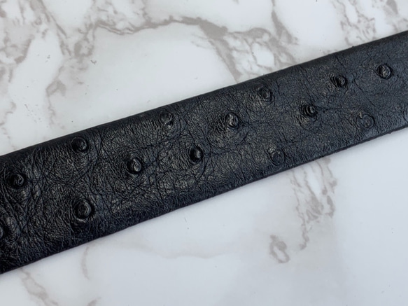 日本製　クライン・カルー　オーストリッチ　無双　LLサイズ　真鍮エポキシ樹脂金具　３０㎜巾　ベルト　　エキゾチックレザー 5枚目の画像