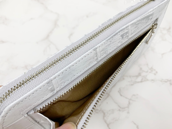 日本製　薄型　上質 クロコダイル　マット仕上げ　長財布　ロングウォレット　L字ファスナー　エキゾチックレザー 3枚目の画像