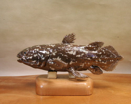 シーラカンス（25cm型）・陶芸作品 置物（陶 さかな フィギュア