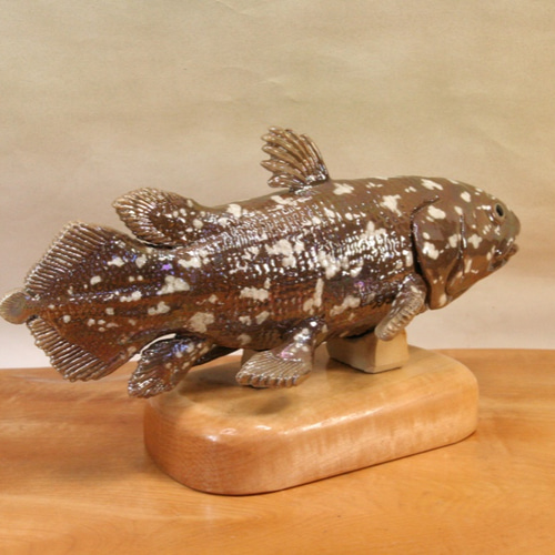 シーラカンス（25cm型）・陶芸作品 置物（陶 さかな フィギュア） 立体