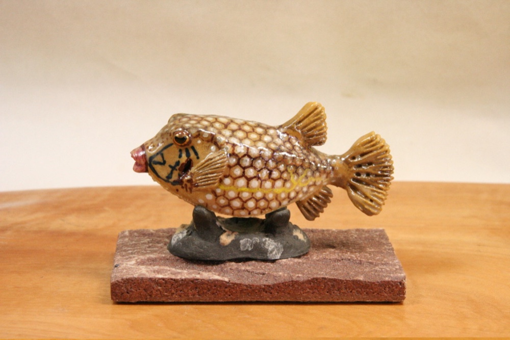 ハコフグ（幼魚）・陶芸作品 置物mini（陶 さかな フィギュア）