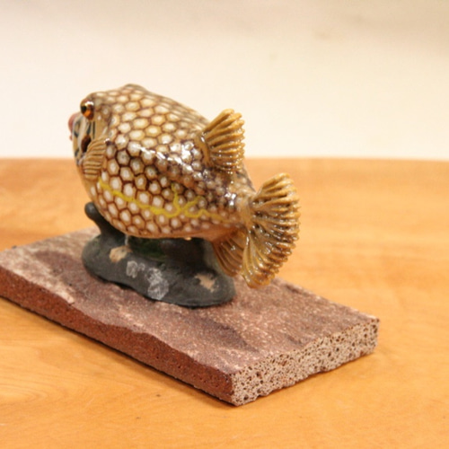 ハコフグ（幼魚）・陶芸作品 置物mini（陶 さかな フィギュア） 立体