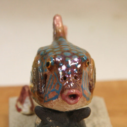 ハコフグ（成魚）・陶芸作品 置物mini（陶 さかな フィギュア） 3枚目の画像