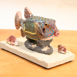 ハコフグ（成魚）・陶芸作品 置物mini（陶 さかな フィギュア） 5枚目の画像