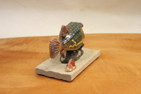 ハコフグ（成魚）・陶芸作品 置物mini（陶 さかな フィギュア） 7枚目の画像