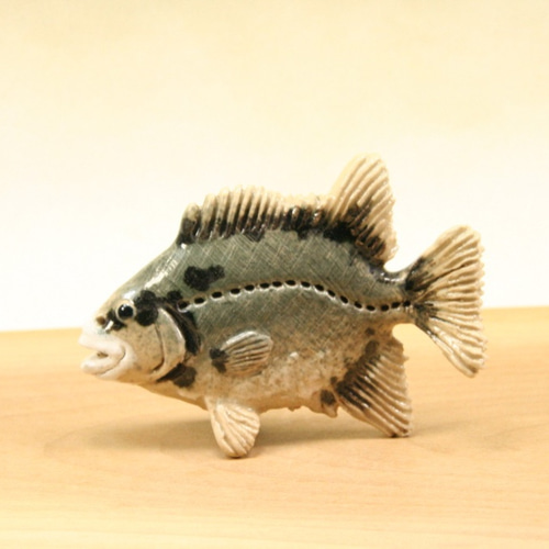クチジロ・陶芸作品 置物mini（陶 さかな フィギュア） 立体