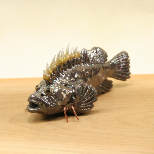 オニオコゼ・陶芸作品 置物mini（陶 さかな フィギュア） 立体