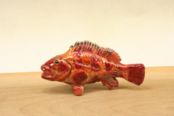 アカハタ・陶芸作品 置物mini（陶 さかな フィギュア） 立体・オブジェ