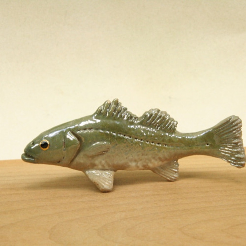 スズキ/セイゴ・陶芸作品 置物mini（陶 さかな フィギュア