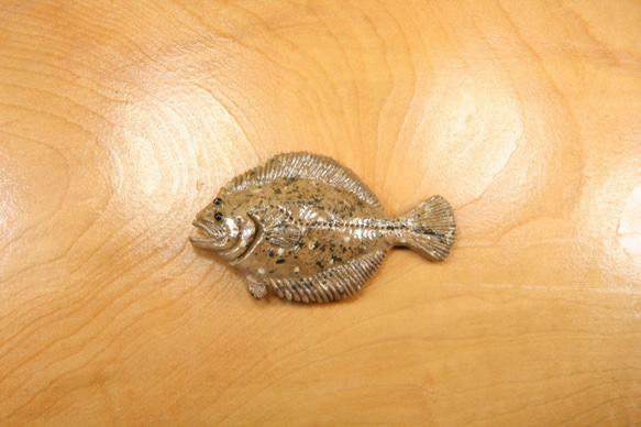 ヒラメ焼物 ヒラメ・陶芸作品 置物mini（陶 さかな フィギュア） 立体・オブジェ