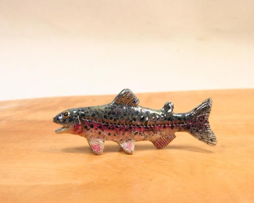 ニジマス・陶芸作品 置物mini（陶 さかな フィギュア） 立体・オブジェ