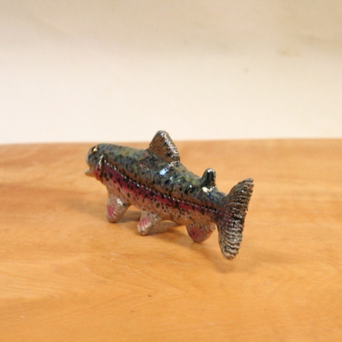 ニジマス・陶芸作品 置物mini（陶 さかな フィギュア） 立体