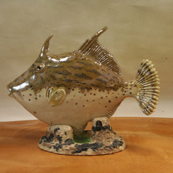 グカワハギ（22cm型）・陶芸作品 置物（陶 さかな フィギュア） 1枚目の画像