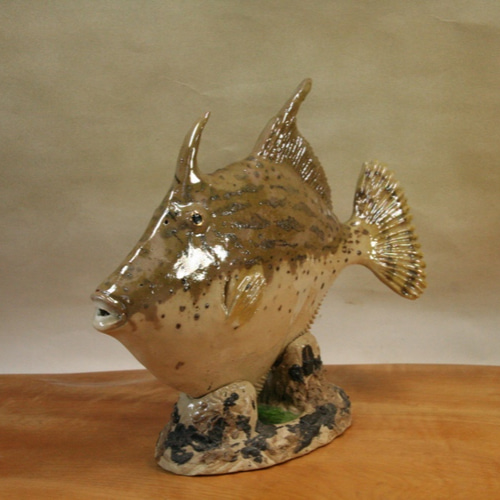 グカワハギ（22cm型）・陶芸作品 置物（陶 さかな フィギュア