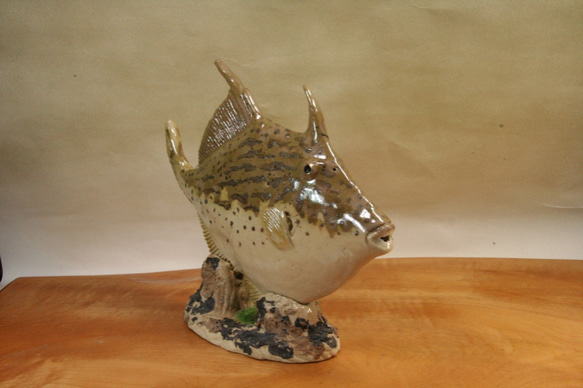 グカワハギ（22cm型）・陶芸作品 置物（陶 さかな フィギュア） 5枚目の画像