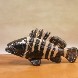 マハタ（22cm型）・陶芸作品 置物（陶 さかな フィギュア） 1枚目の画像
