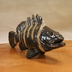 マハタ（22cm型）・陶芸作品 置物（陶 さかな フィギュア） 3枚目の画像