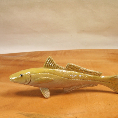 シロギス（20cm型）・陶芸作品 置物（陶 さかな フィギュア） 立体