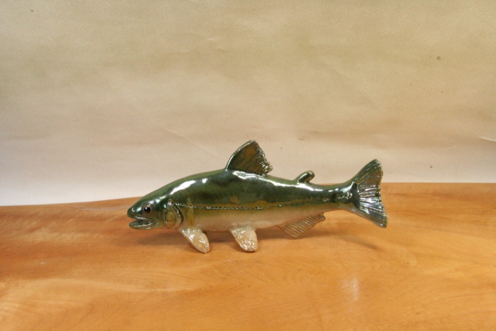 アユ（20cm型）・陶芸作品 置物（陶 さかな フィギュア）