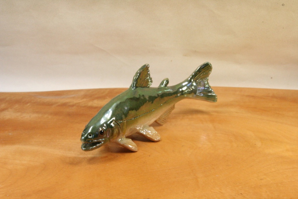 アユ（20cm型）・陶芸作品 置物（陶 さかな フィギュア）