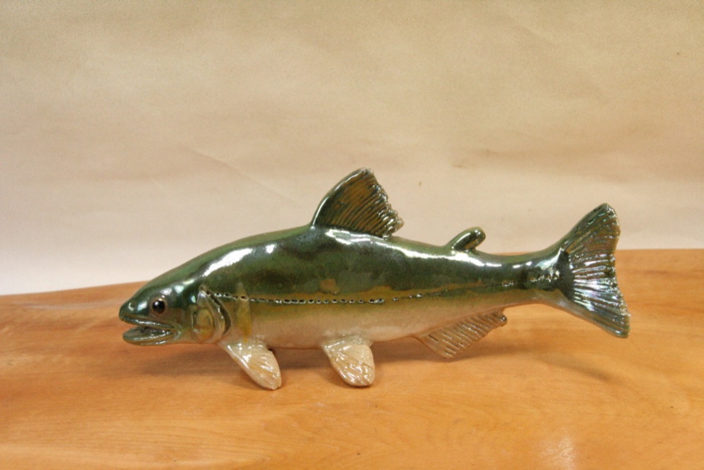 アユ（20cm型）・陶芸作品 置物（陶 さかな フィギュア）